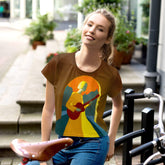 SurArt 81 all-over print crop tee front view on model.